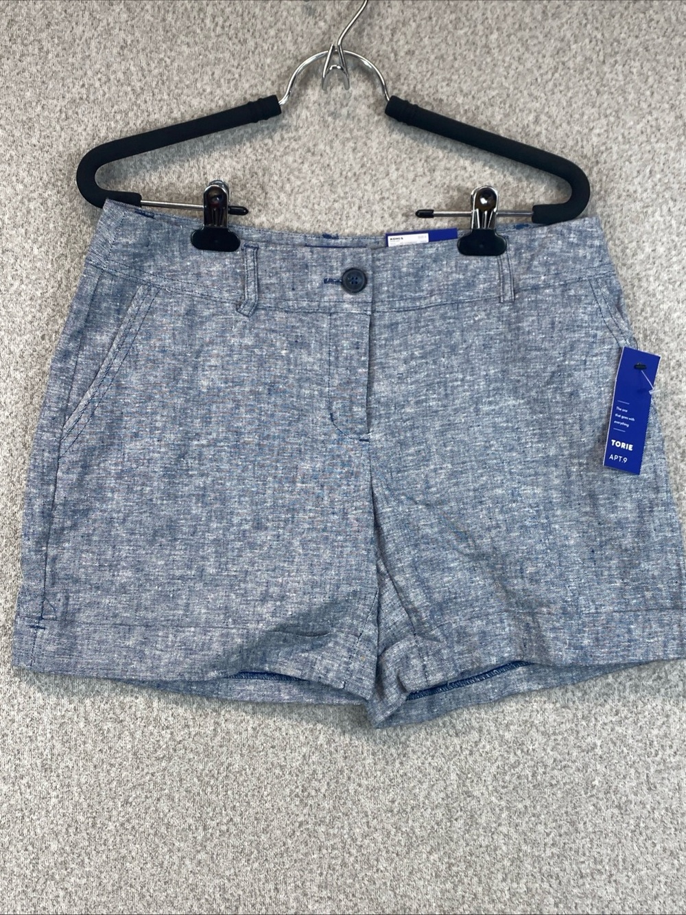 Apt 9 Kohl’s Women’s Size 6 Torie Linen Shorts 5" Flat Front Cuffed Nautical